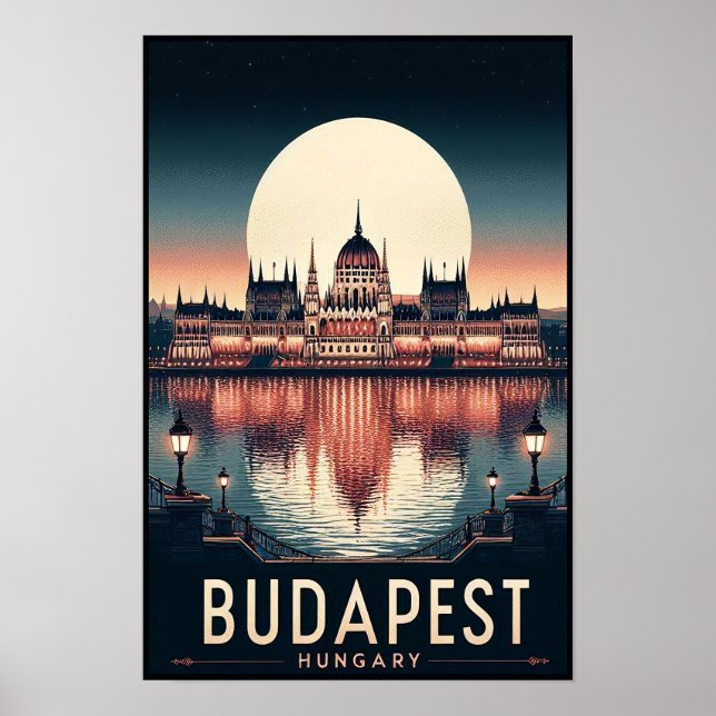 Budapest by Night – A Vintage Travel Poster (Front)