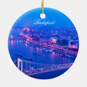 Budapest by Night Ceramic Tree Decoration