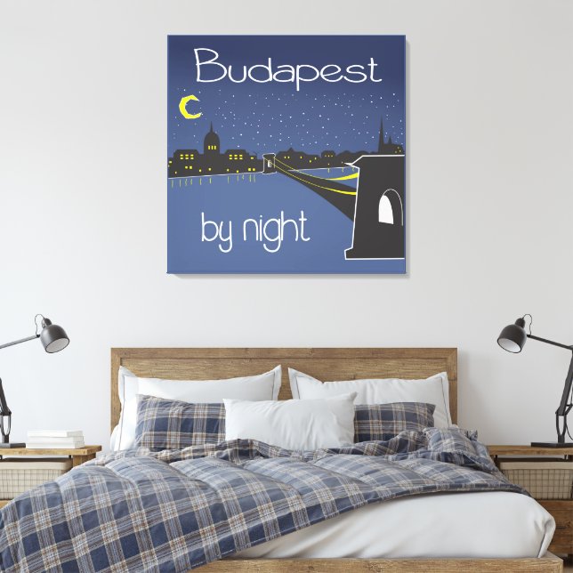 Budapest By Night, Hungary Canvas Print (Insitu(Bedroom))