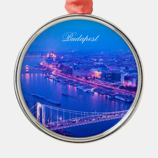 Budapest by Night Metal Tree Decoration (Front)