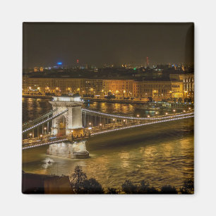 Budapest Chain Bridge at Night Magnet
