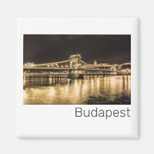 Budapest Chain Bridge Hungary Retro Night Vintage Magnet