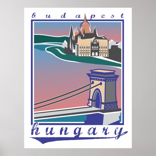 Budapest Chain Bridge, Vintage poster (Front)
