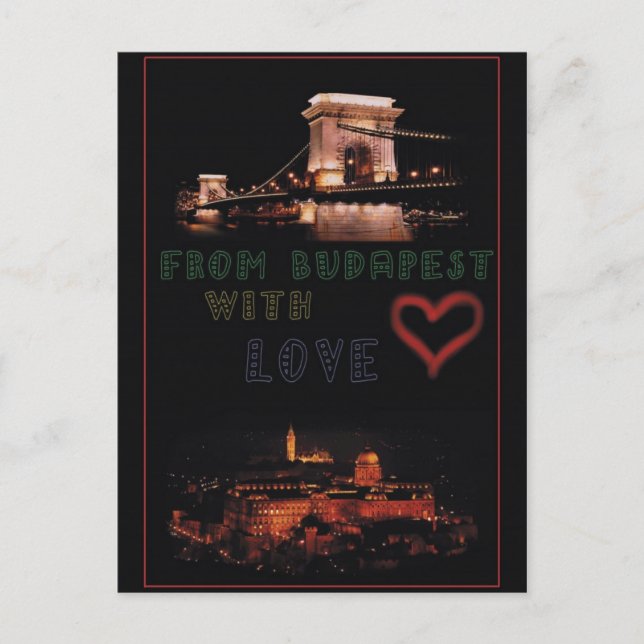 Budapest collage on black background postcard (Front)