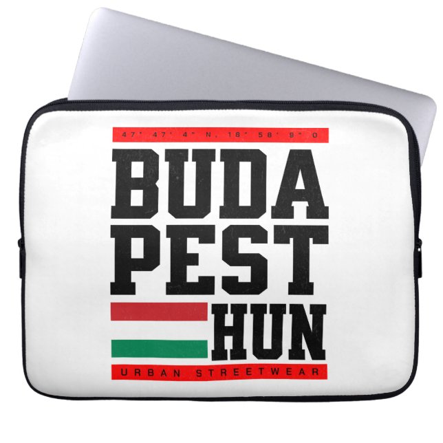 Budapest Coordinates Design Retro-Style Laptop Sleeve (Front)