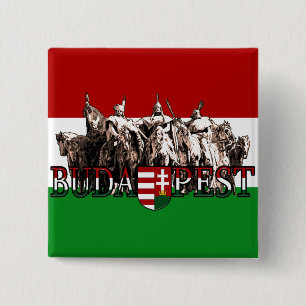 Budapest Hungarian Heroes Arrangement With Flag 15 Cm Square Badge