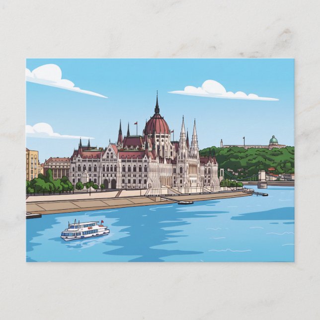 Budapest Hungarian Parliament view postcard (Front)
