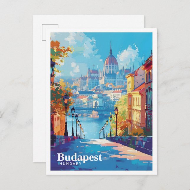 Budapest Hungary Art Vintage Travel  Postcard (Front/Back)