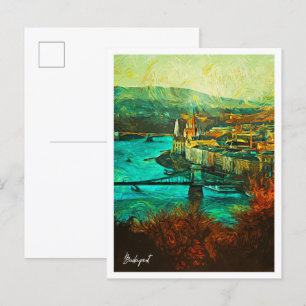 Budapest Hungary Beautiful Oil Paint Landscape Postcard
