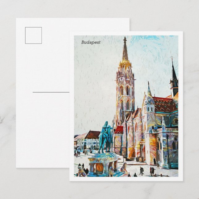 Budapest Hungary Beautiful Oil Painting City Postcard (Front/Back)