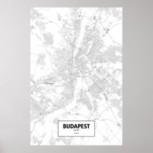Budapest, Hungary (black on white) Poster