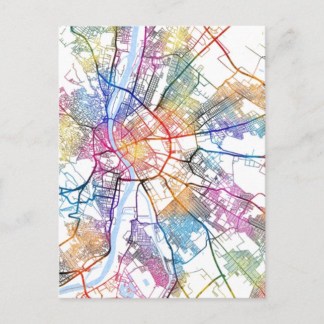 Budapest Hungary City Map Postcard (Front)