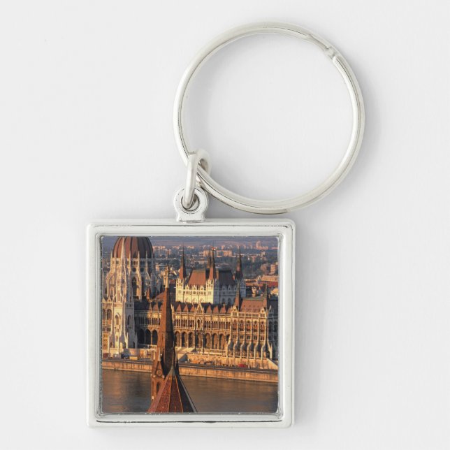 Budapest, Hungary, Danube River, Parliament Key Ring (Front)