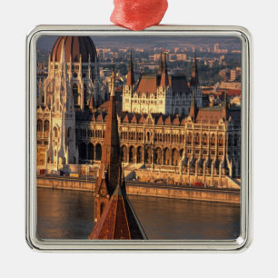 Budapest, Hungary, Danube River, Parliament Metal Tree Decoration