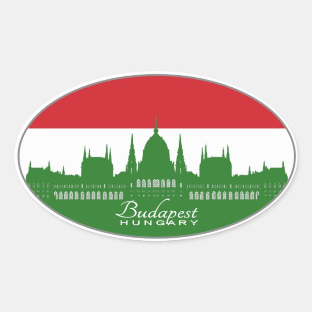 Budapest, Hungary, Magyarország (tricolor) Oval Sticker (Front)