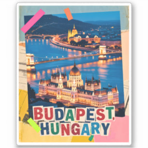 Budapest Hungary Night Cityscape Pop Art Collage