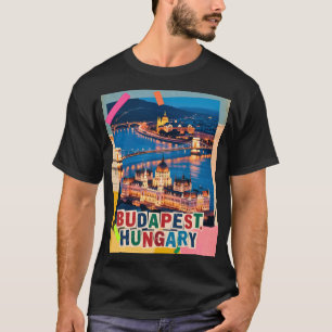 Budapest Hungary Night Cityscape Pop Art Collage T-Shirt