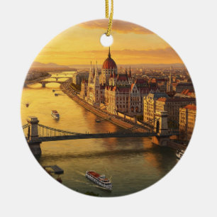 Budapest Hungary Parliament Building Travel Ceramic Tree Decoration