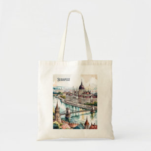Budapest Hungary Parliament Danube River Skyline Tote Bag