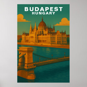 Budapest, Hungary Riverside Architecture Travel Poster
