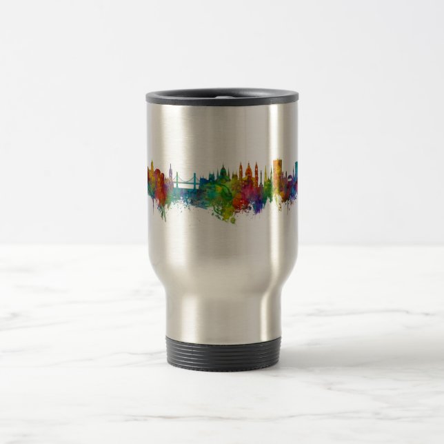 Budapest Hungary Skyline Travel Mug (Center)