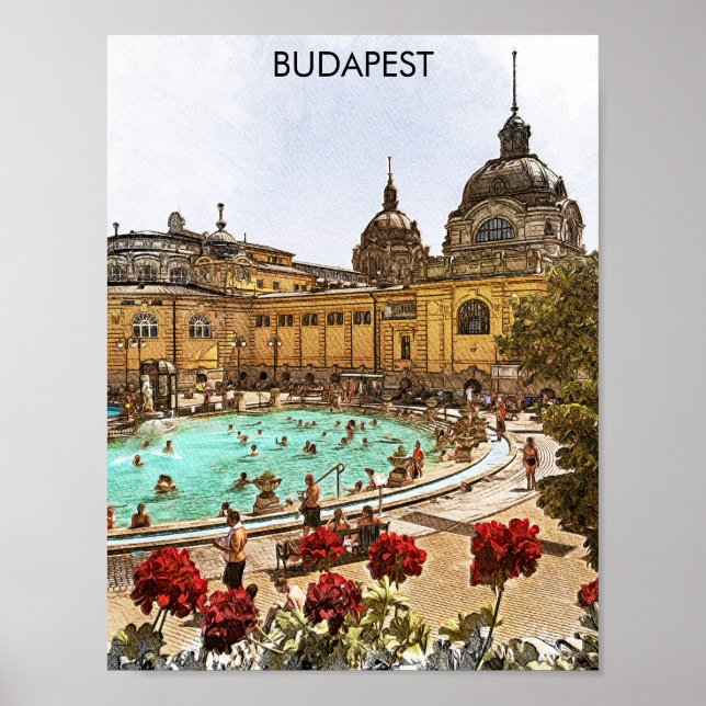 Budapest Hungary Széchenyi Thermal Baths Poster (Front)