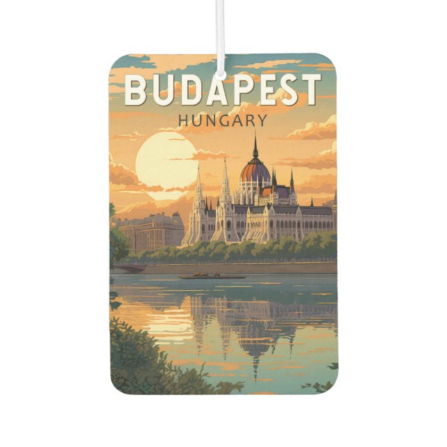 Budapest Hungary Travel Art Vintage Car Air Freshener (Front)