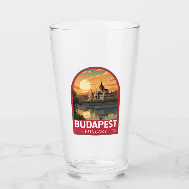 Budapest Hungary Travel Art Vintage Glass (Front)