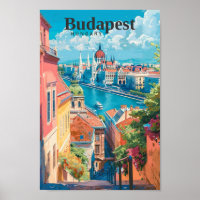 Budapest Hungary Travel Art Vintage 