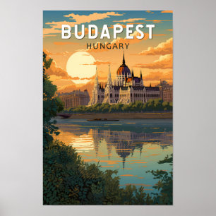 Budapest Hungary Travel Art Vintage Poster