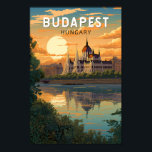 Budapest Hungary Travel Art Vintage Poster<br><div class="desc">Budapest retro vector travel design in an emblem style. Budapest,  Hungary’s capital,  is bisected by the River Danube. Its 19th-century Chain Bridge connects the hilly Buda district with flat Pest.</div>