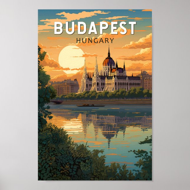 Budapest Hungary Travel Art Vintage Poster (Front)