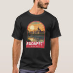 Budapest Hungary Travel Art Vintage T-Shirt<br><div class="desc">Budapest retro vector travel design in an emblem style. Budapest,  Hungary’s capital,  is bisected by the River Danube. Its 19th-century Chain Bridge connects the hilly Buda district with flat Pest.</div>