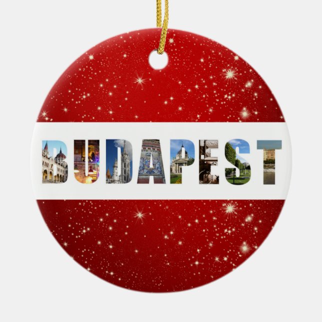 Budapest Hungary Travel Photos Christmas Ceramic Tree Decoration (Front)
