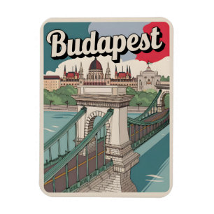 budapest hungary vintage elizabeth bridge Gifts Magnet
