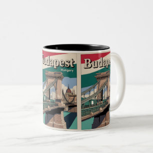 budapest hungary vintage elizabeth bridge Two-Tone coffee mug