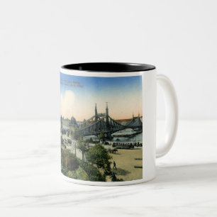 budapest hungary vintage francis joseph bridge Two-Tone coffee mug