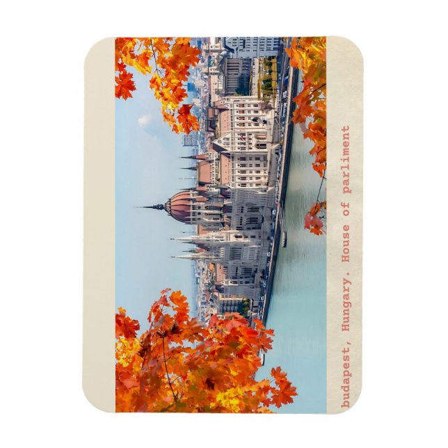 budapest hungary vintage house of parliment magnet (Vertical)