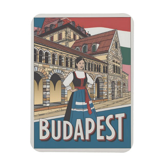 budapest hungary vintage local woman Gifts Magnet (Vertical)