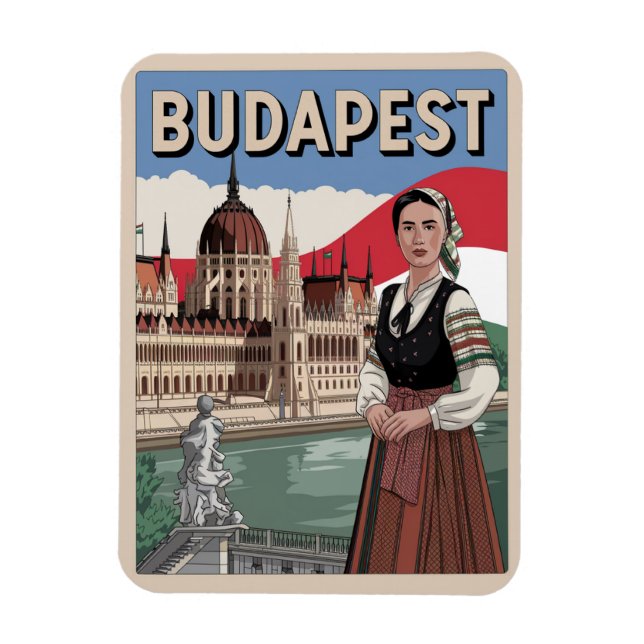 budapest hungary vintage local woman Gifts Magnet (Vertical)