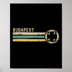 Budapest Hungary Vintage Retro 70s 80s Biking  Poster
