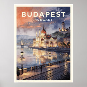 Budapest Hungary Vintage Travel Poster