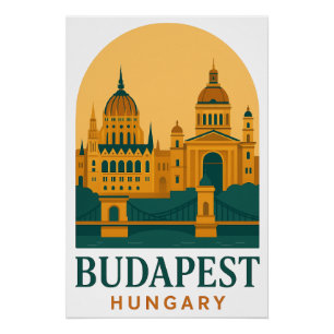 Budapest Hungary Vintage Travel Poster – Retro 