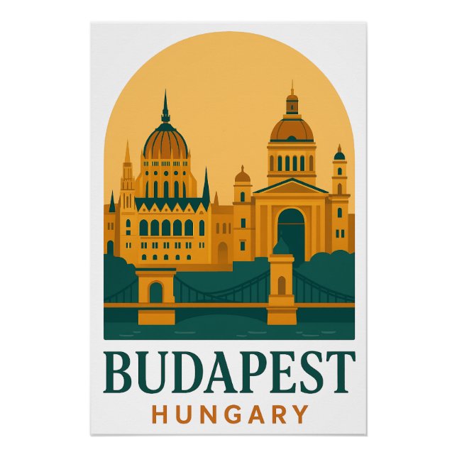Budapest Hungary Vintage Travel Poster – Retro  (Front)