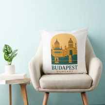 Budapest Hungary Vintage Travel Throw Pillow