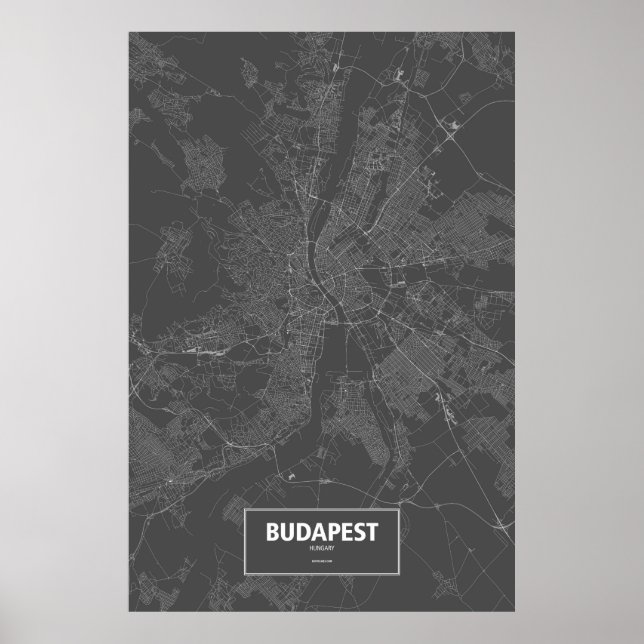 Budapest, Hungary (white on black) Poster (Front)