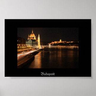 Budapest night from Margit bridge, Parlament, Poster