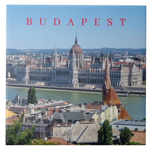 Budapest panoramic view ceramic tile (Front)