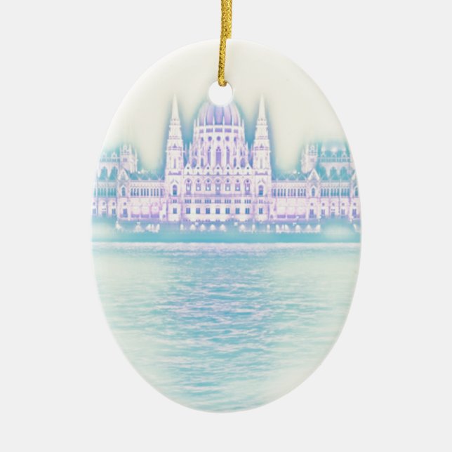Budapest Parliament Building Hungary Ceramic Tree Decoration (Front)