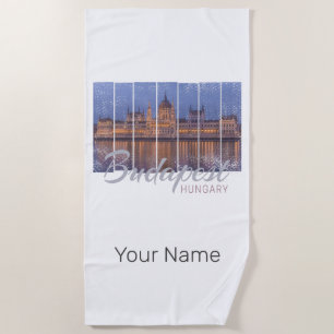 Budapest Parliament Hungary Vintage Panorama Beach Towel